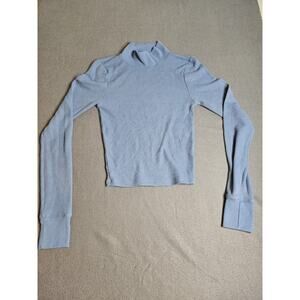 Womens American Eagle Sweater Small Blue Pull Over High Neck Long Sleeve